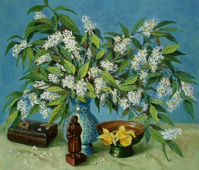 Bird cherry and narcissuses